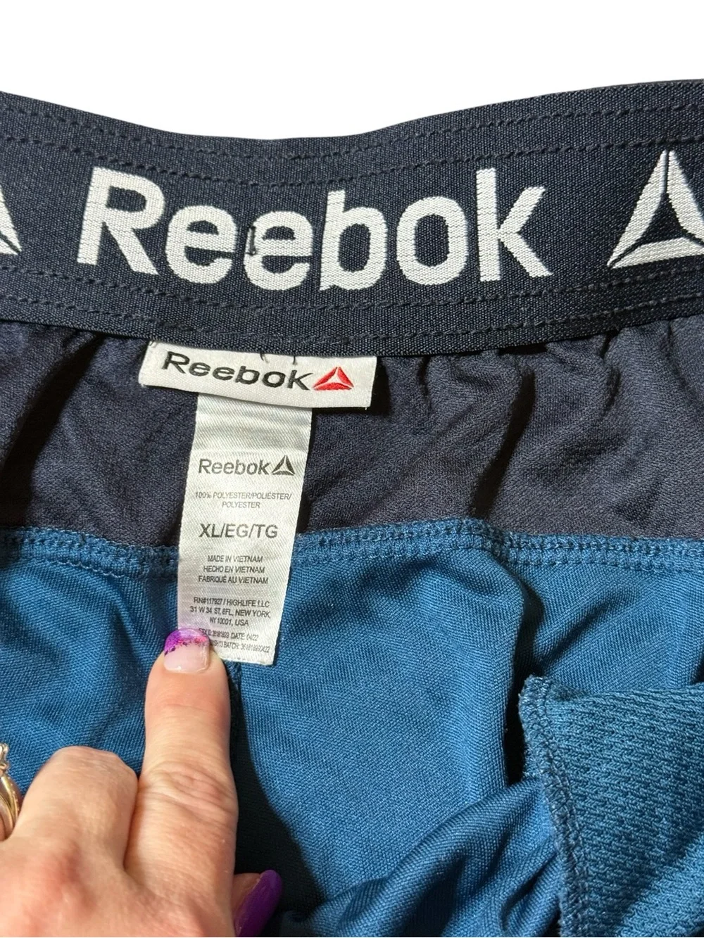 Reebok Mens XL Blue Athletic Shorts Mesh Side Panel Gym Basketball Running